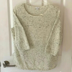 J Jill knit ivory sweater with black and gray flecks